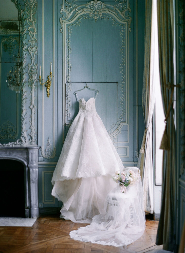 Wedding Gown at Château de Champlâtreux Wedding in France