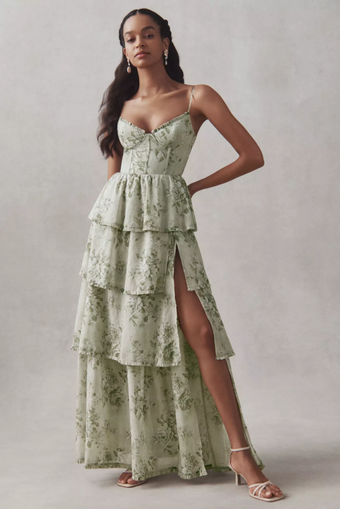 Sage Green Floral Bridesmaid Dress