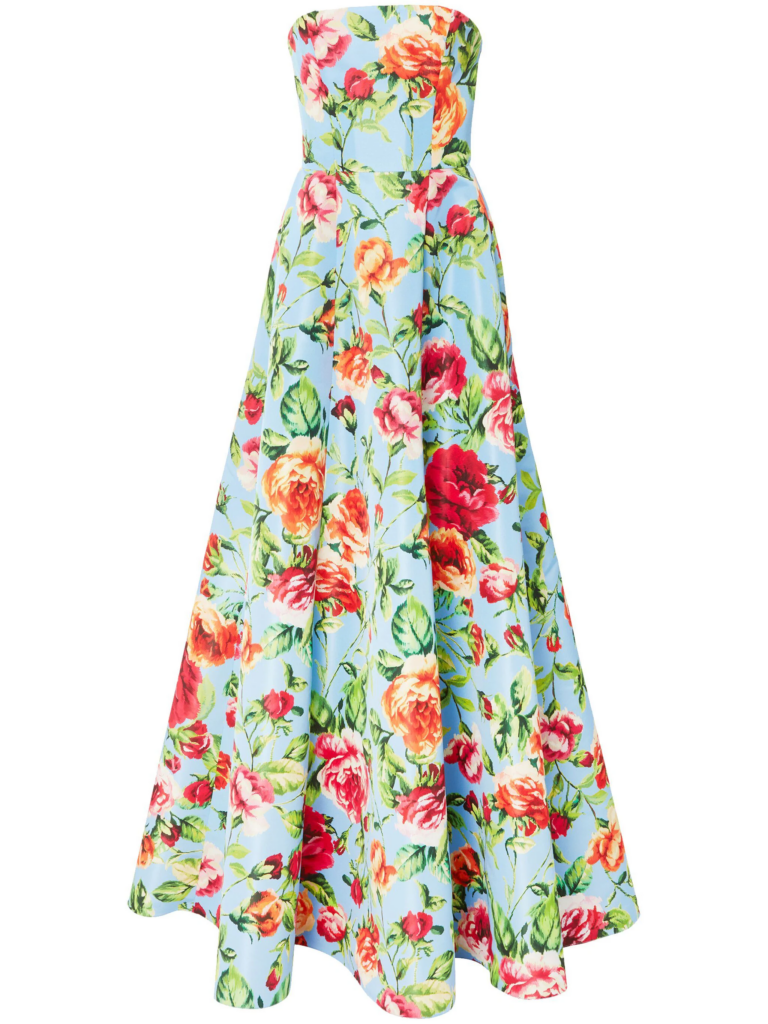 Colorful Floral Print Bridesmaid Dress 